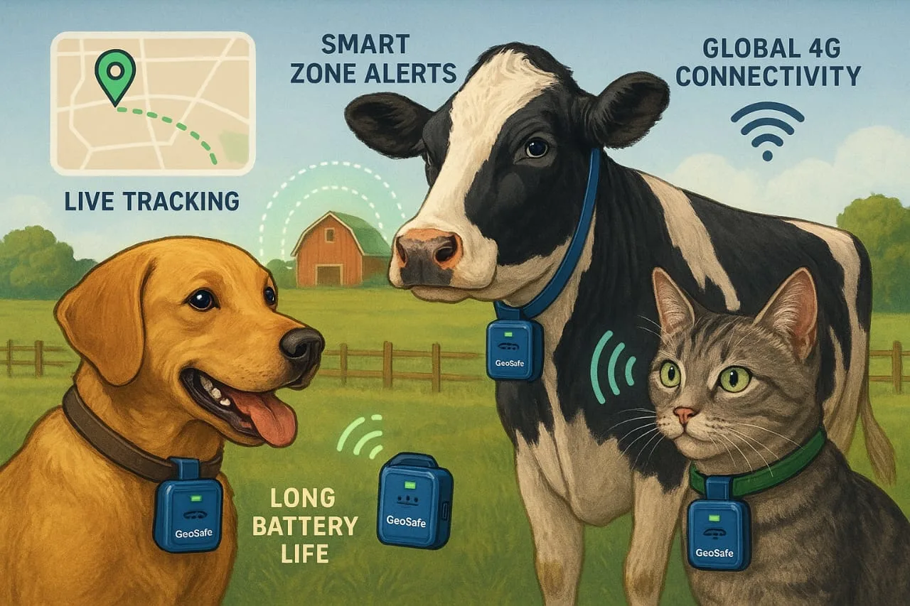 Pet GPS Tracker (4G LTE) — Real-Time Location, IP68 Waterproof, Buzzer Finder & Long Battery